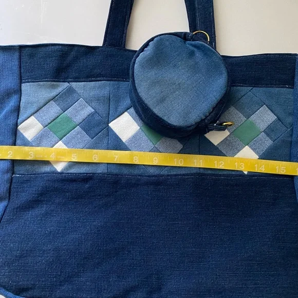 Handmade jean tote bag & matching coin pouch - Picture 8 of 12